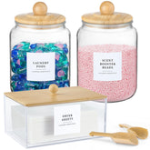 LANDNEOO front view showing jars, dispenser and labels for neat storage