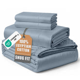 LANE LINEN front packaging showing French Blue sheets and set benefits