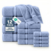 LANE LINEN front packaging showing full 12-piece set and convenient vacuum packing benefits