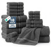 LANE LINEN front packaging showing grey towel set and value