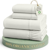 LANE LINEN front packaging displaying glacier grey king sheet set and reusable bag benefit