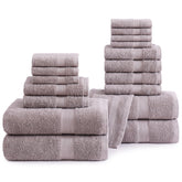 LANE LINEN folded towel set front view showing neat stack and soft look