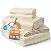 LANE LINEN front packaging of queen sheet set showing ivory color and included pieces