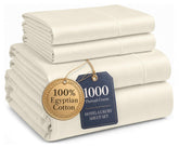 Lane Linen front packaging showing ivory queen sheet set and included bag benefit: organized gifting