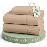 LANE LINEN front packaging showing Taupe Twin XL set and reusable bag benefit