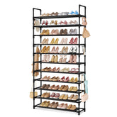 LANTEFUL front view of full-height shoe rack showing organized shoes and capacity benefit