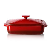 Lareina front view red casserole dish for oven-to-table serving