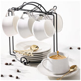 lareina front view set and stand showing compact storage and stylish presentation
