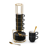 Lareina matte black cups front view shows elegant modern look and easy serving