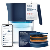 LARQ PureVis front view showing pitcher design and lid, highlights clean drinking water