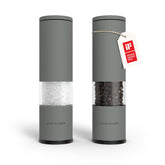 LARS NYSØM front view showing ash gray stainless-steel mills and minimalist design benefits