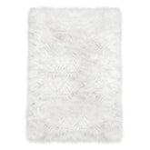 Latepis front view white faux fur rug shows plush, stylish accent