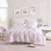 Laura Ashley front view comforter showing light blue floral and cozy style