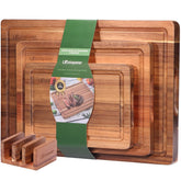 LAZIOPATER front view of three acacia wood boards showing sizes and finish for attractive prep