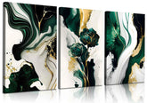 LBARTXY framed triptych front view showing emerald green focal impact