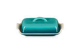 Le Creuset front view of Riviera butter dish showing sleek shape and easy-access benefit