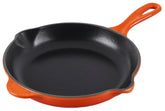 Le Creuset skillet front view showing Flame exterior and cooking rim for attractive presentation