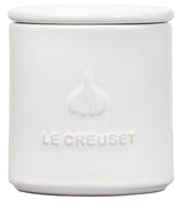 Le Creuset garlic keeper front view showing compact design and storage benefit