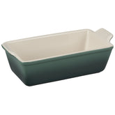Le Creuset loaf pan front view showing Artichaut color and durable finish for stylish serving