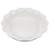 Le Creuset Heritage Pie Dish front view showing white finish and elegant scalloped rim, great presentation