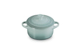 Le Creuset mini cocotte front view showing Sea Salt color and elegant finish
