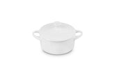 Le Creuset mini cocotte front view showing elegant white finish and shape benefit: stylish serving