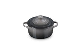 Le Creuset mini cocotte front view in Oyster showing compact elegant serving benefit