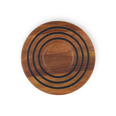 Le Creuset trivet front view shows acacia wood and silicone rings for stylish protection