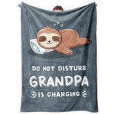 Leebbsin front view packaging showing blanket and humorous sloth design for gifting