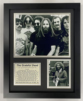 Legends Never Die framed front view showing Grateful Dead collage and ready-to-hang benefit