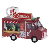Lemax Johnnie's Hot Chocolate front view showing festive storefront and bright colors