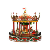 Lemax Santa Carousel front view showing multicolor festive detail and charm