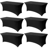 Lemict front view of fitted black tablecloth showing neat finish and professional look