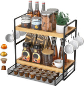 LEMIKKLE front view of coffee station showing organized pods and mugs for quick access