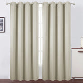 LEMOMO front view of light beige curtain panels showing modern look and privacy