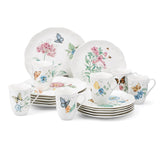 Lenox front view of full 18-piece set on table showing whimsical meadow charm