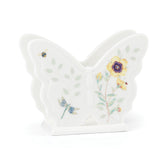 Lenox butterfly-shaped porcelain sponge holder front view with floral pattern, adds charm