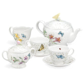 Lenox teapot and cups front view showing full set and elegant design benefit: display-ready