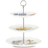 Lenox server front view showing three-tiered scalloped plates and floral design, elegant presentation