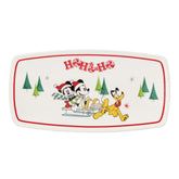 Lenox tray front view with Mickey and Minnie scene, bright holiday presentation