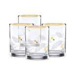 Lenox front view of the four-glass holiday set showing festive table appeal