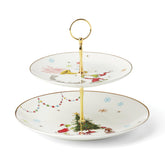 Lenox front view of two-tier Grinch server showcasing festive display and functional tiers