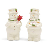 Lenox snowmen shakers front view showing festive design and table appeal