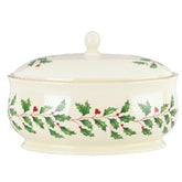 Lenox front view of ivory porcelain candy jar showing elegant silhouette and capacity