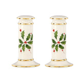 Lenox shakers front view showing holly motif and stable base for elegant tables