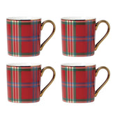 Lenox tartan mugs front view showing festive pattern and cohesive set appeal
