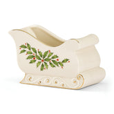 Lenox sleigh front view showing porcelain shape and festive appeal