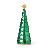 Lenox mercury glass tree front view showing reflective finish and warm glow for festive ambiance