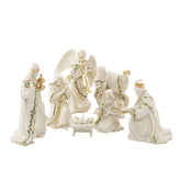 Lenox front view of full seven-piece nativity showcasing classic holiday elegance