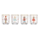 Lenox front view of Nutcracker glasses set showing festive packaging and appeal
